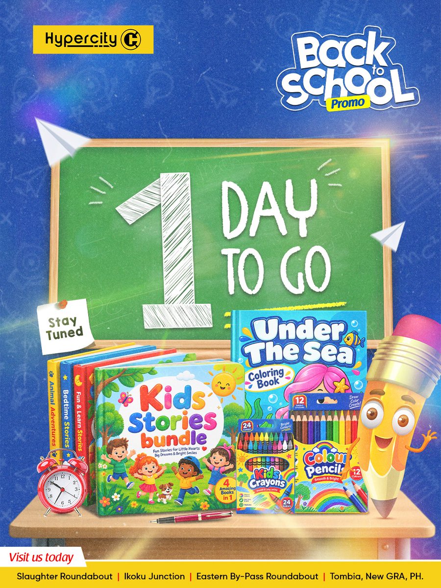 HypercityNg's tweet photo. 1 day to go!

Tomorrow, Back to School Promo opens and that list finally gets sorted.

👇 Tag someone who has been procrastinating. You know who they are. 😅 https://t.co/5qGy3CS46R
