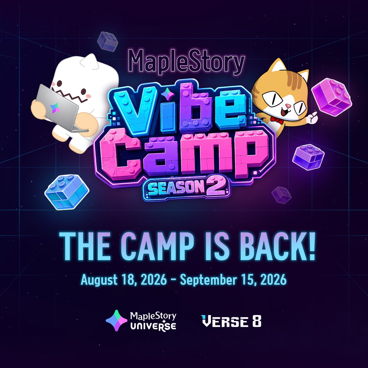 MaplestoryU's tweet photo. MapleStory Vibe Camp Season 2 is officially live!

✦ Theme: Short, Simple, Tense
✦ Prizepool: $15K in $NXPC
✦ Submission: Aug.18 ~ Sept.15
✦ Free credits reset weekly. MapleStory assets, ready to use.

What are you building first? 👇 https://t.co/sYlyLEu9Tl