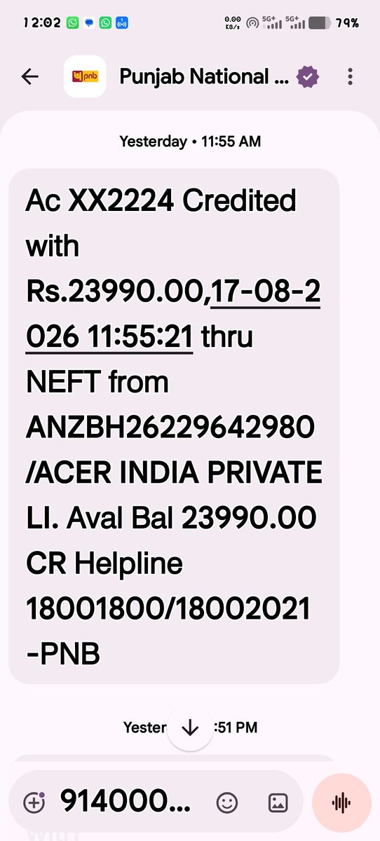 TSKPVTLTD's tweet photo. @Acer_India Chal hai mamle ka Paisa aapane wapas kar diya hai mere khate mein uske liye बहुत-बहुत dhanyvad 
@TVSCredit aapko main (attachment) ke tahat aapko Meri penalty ya FIR jo bhi mere upar bounce charges Lage Hain unhen hata dijiye aur aapka main pura payment kar de raha hun lekin– 1/2 https://t.co/Z1hgZq6hyB