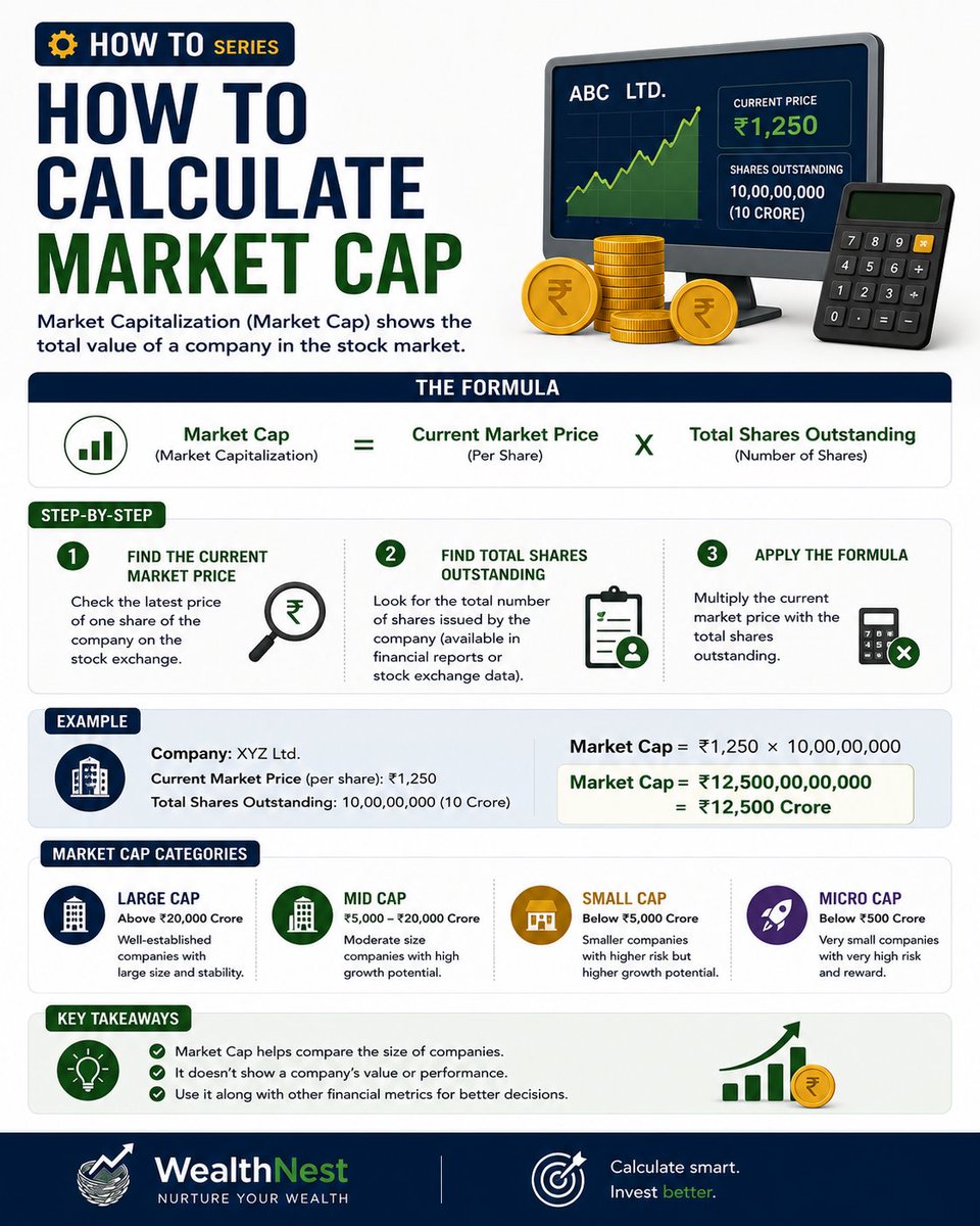 MahendarP03's tweet photo. Market cap made simple: multiply the current share price by the total number of shares outstanding. 📈 https://t.co/5p7TuhVYPI