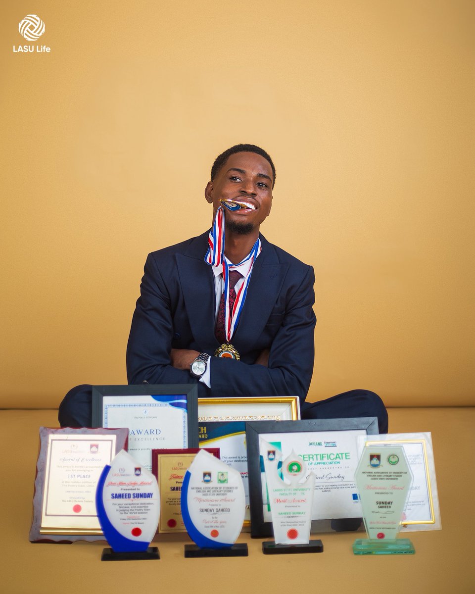 Saheedtsunday's tweet photo. Dear X,

20,684 graduates. 494 first-class. Top 2.4%.

I'm Saheed Sunday.

Best Graduating Student, English (Major)
 2nd Best Graduating Student overall, Department of English Language
 First-Class Honours, Lagos State University

Yours faithfully, 
HIM❤️ https://t.co/7XKSIdk9Pr