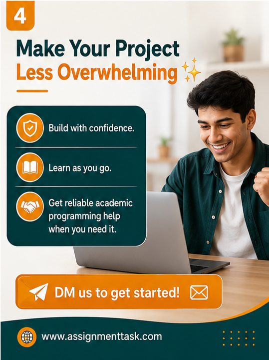 AssignmentTask's tweet photo. Got a Programming Project? Don’t Let Coding Stress Take Over!

https://t.co/D1gFJB8VR7

#ProgrammingHelp #ProgrammingAssignmentHelp #CodingHelp #ProgrammingProject #PythonHelp #JavaHelp #CppProgramming #JavaScriptHelp #CodingStudents #ComputerScienceStudents #AssignmentTask https://t.co/VBEfXWoy17
