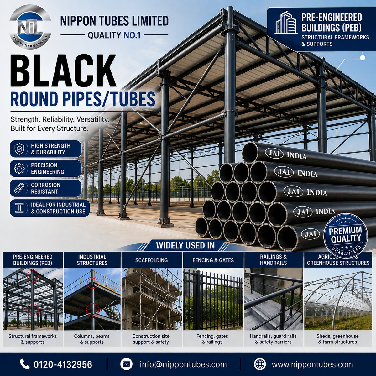 Nippontubesltd's tweet photo. 🏗️ BLACK ROUND PIPES/TUBES – BUILT FOR STRENGTH. 🏗️

Nippon Tubes Limited Black Round Pipes/Tubes deliver strength, durability &amp; reliable performance for diverse applications.

📞 Call Us: +91 120-413-2956
📧 Email: info@nippontubes.com
🌐 Website: https://t.co/3UZK84IO5r https://t.co/UZDCIQRMDA