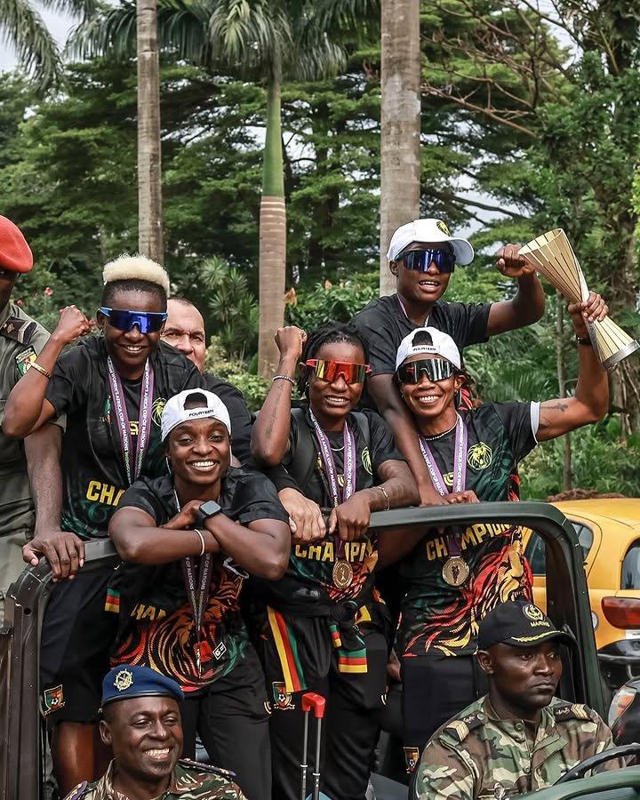 PoojaMedia's tweet photo. Cameroon gave their team a grand welcome after winning the WAFCON for the first time ever 👏 https://t.co/7xJUZcLEAa