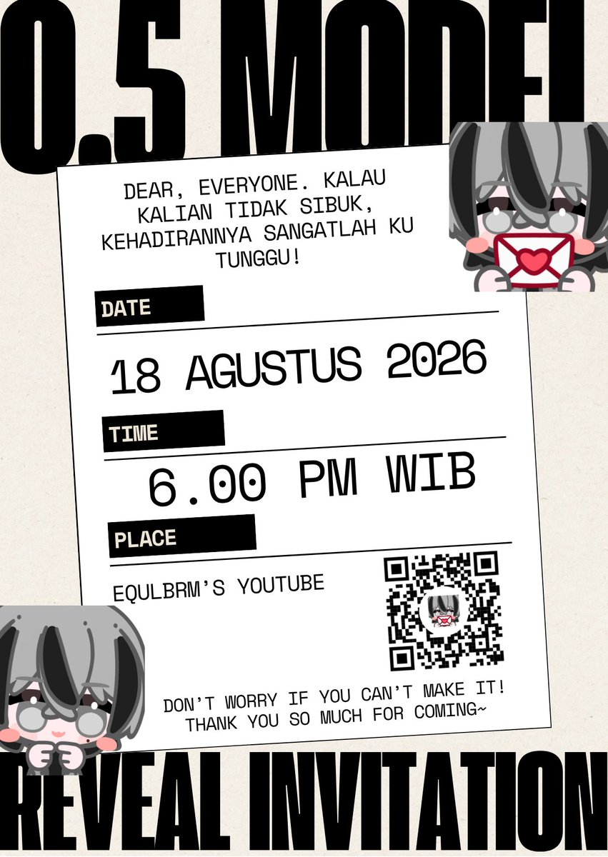 EQUlbrm's tweet photo. Hai everyone, sebelumnya perkenalkan namaku EQU

I just started this journey dan super blessed karna ada banyak orang baik yang mau mensupportku.

Aku mau mengundang kalian untuk menyaksikan 【0.5 MODEL REVEAL】 ku nanti kalau sempat!

🔗https://t.co/W35Y0GztGe

#VtuberID https://t.co/QKxznUiKrB