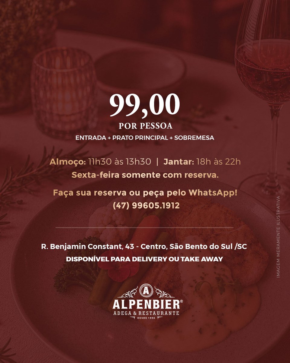 AlpenbierSBS's tweet photo. De 17 a 21 de agosto, a tilápia ganha uma nova interpretação na Alpenbier, com aromas e combinações que têm tudo a ver com essa época do ano 😋🍷
#altagastronomia #vinhos #sãobentodosul #turismoemsaobentodosul #SaborAlpenbier #AdegaAlpenbier https://t.co/50eCj0SOBy