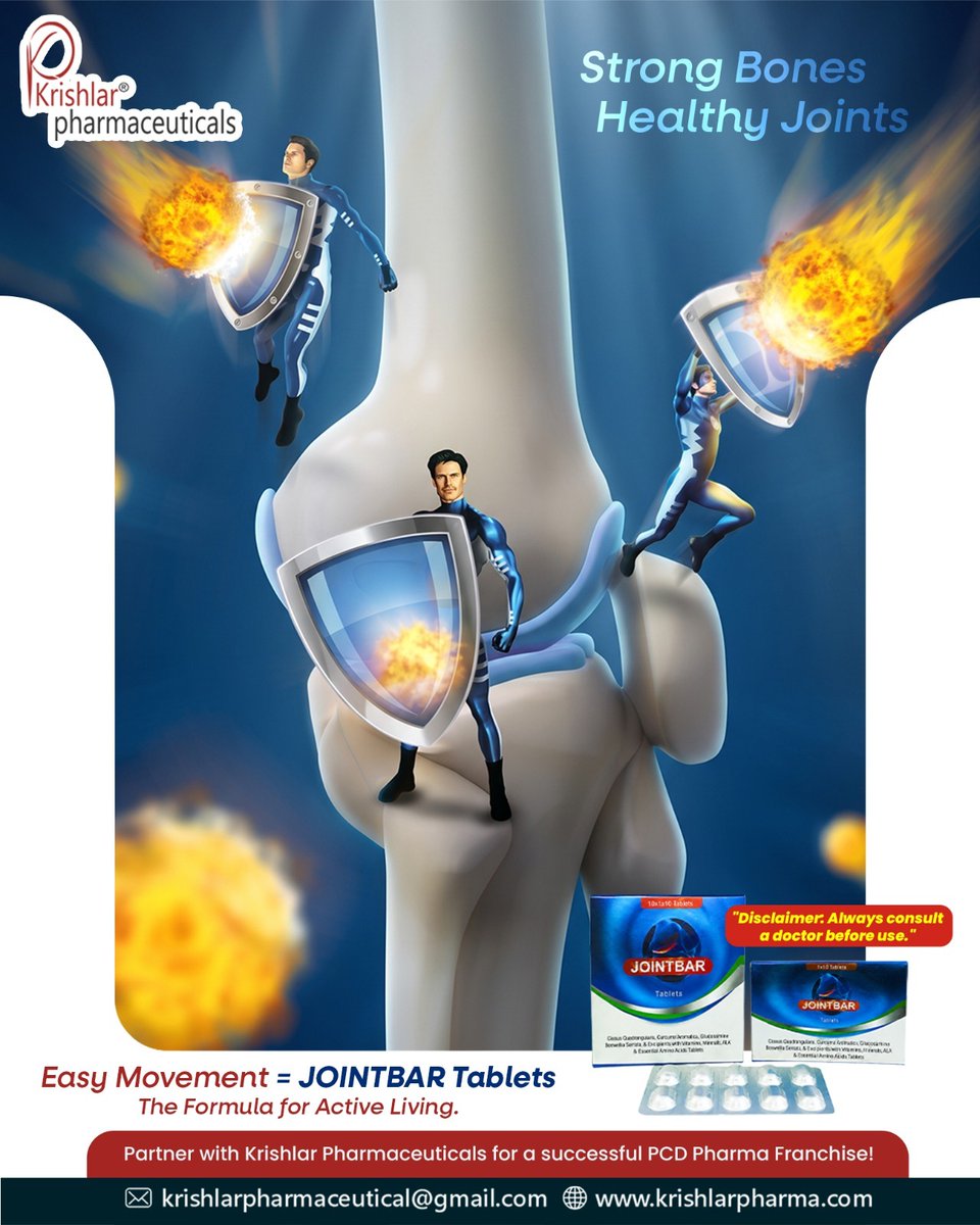 KrishlarP's tweet photo. Designed for ultimate bone strength and active comfort, JOINTBAR Tablets provide advanced protection to keep your joints healthy, flexible, and pain-free. Create a lifestyle that feels active, strong, and built to last. 🛡️🦴
🌐 https://t.co/a6oEzNYcDU

#JointBarTablets #JointCare https://t.co/qPFlbTanXO