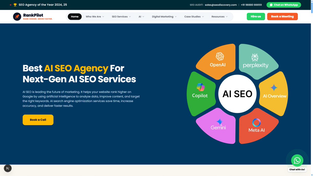 singhDivyansh77's tweet photo. Day 4 — Building the SEO agency frontend.

Working on the AI SEO page today — clean hero section, modern visuals, and a focus on next-gen SEO services.

One page closer to the complete experience.

#Day4 #BuildInPublic #AI #SEO #Frontend #WebDevelopment https://t.co/998yveQTwc