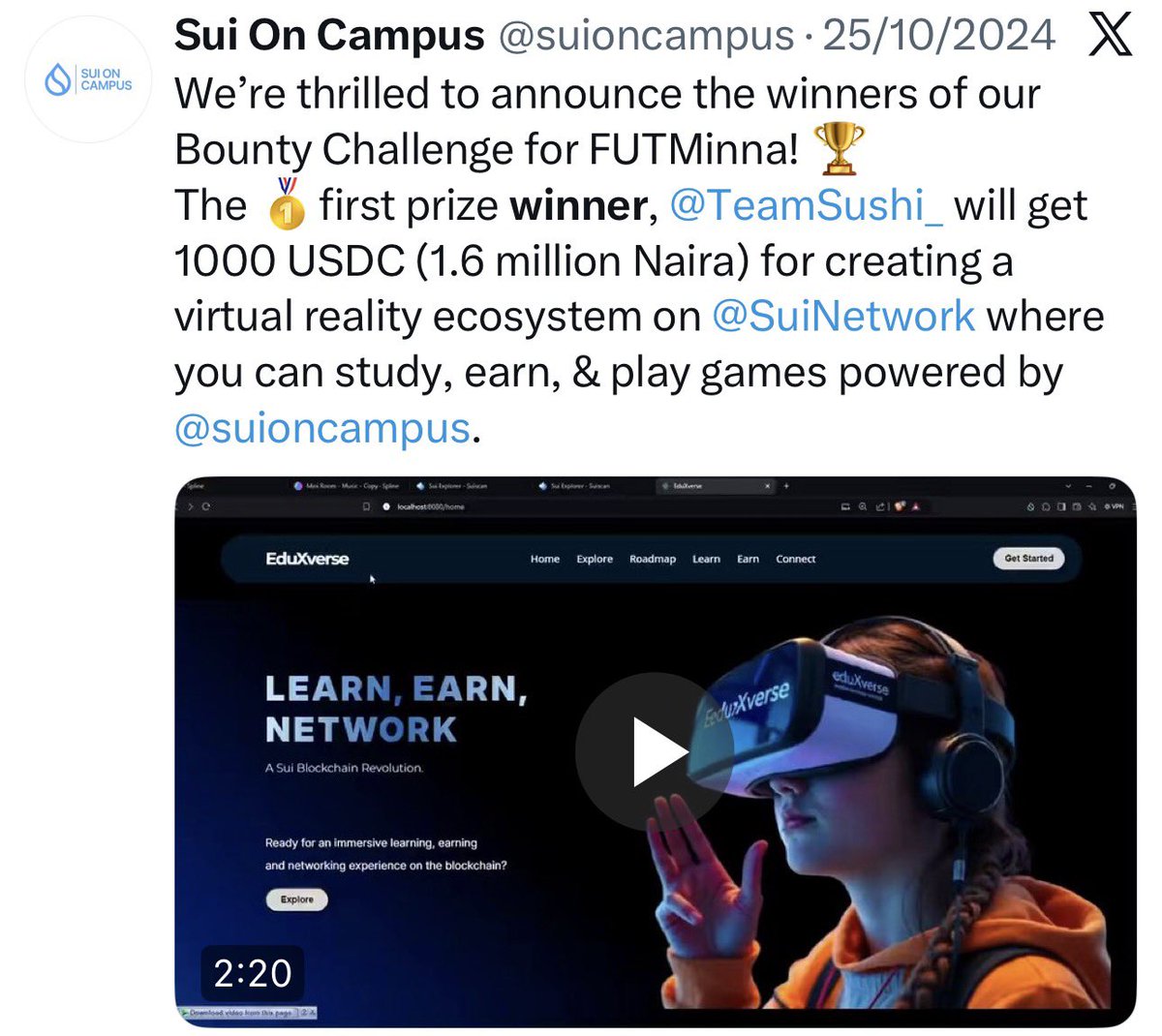 AnayoPhd's tweet photo. while you are entitled to your opinion, i can only speak from my own experience with sui and its support for builders.

i was part of the @suioncampus team for the last two years and i have seen firsthand @SuiNetwork support hundreds of projects through  $1k, $2k and $3k grants.

not every project survived but many are still building today. @Payfrica is a great example.

-@uselinq also received a substantial grant last year that allowed them to expand. they have now processed over $200k in transactions and continue to build.

- last year, sui sponsored three builders from our community to attend basecamp in dubai. they made valuable connections and eventually landed opportunities within the ecosystem.

does @SuiFoundation do everything right? maybe not.

but i think it’s important to acknowledge that things are rarely black and white. 

saying sui does noy support builders would simply not match what i have personally experienced.

just sharing my two cents brother. take good care.