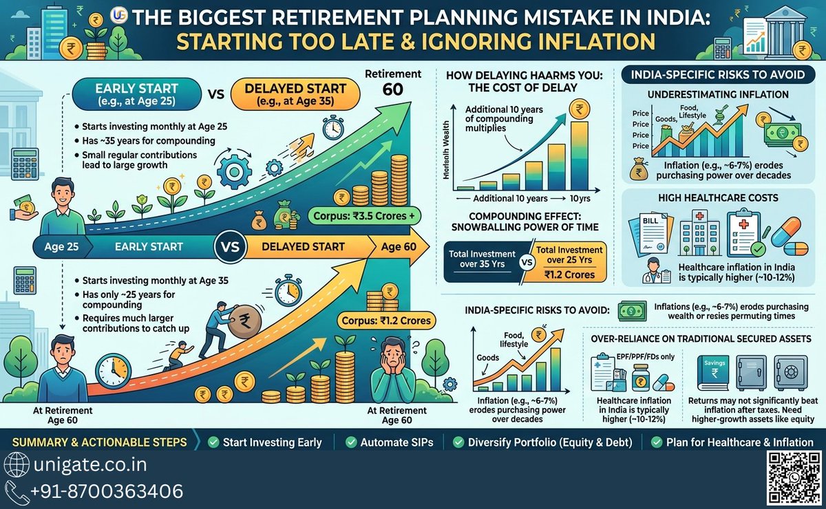 UnigateF's tweet photo. Starting a ₹10,000/month SIP at Age 25 vs Age 35 can mean a difference of over ₹4.5 Crores by the time you turn 60—even though you only invested ₹12 Lakhs less out of pocket! 🤯

📞+91-8700363406
🌐 https://t.co/vBHJWZC2ye 
💬https://t.co/0NqaGOIpOf https://t.co/Vy2yRxETbb