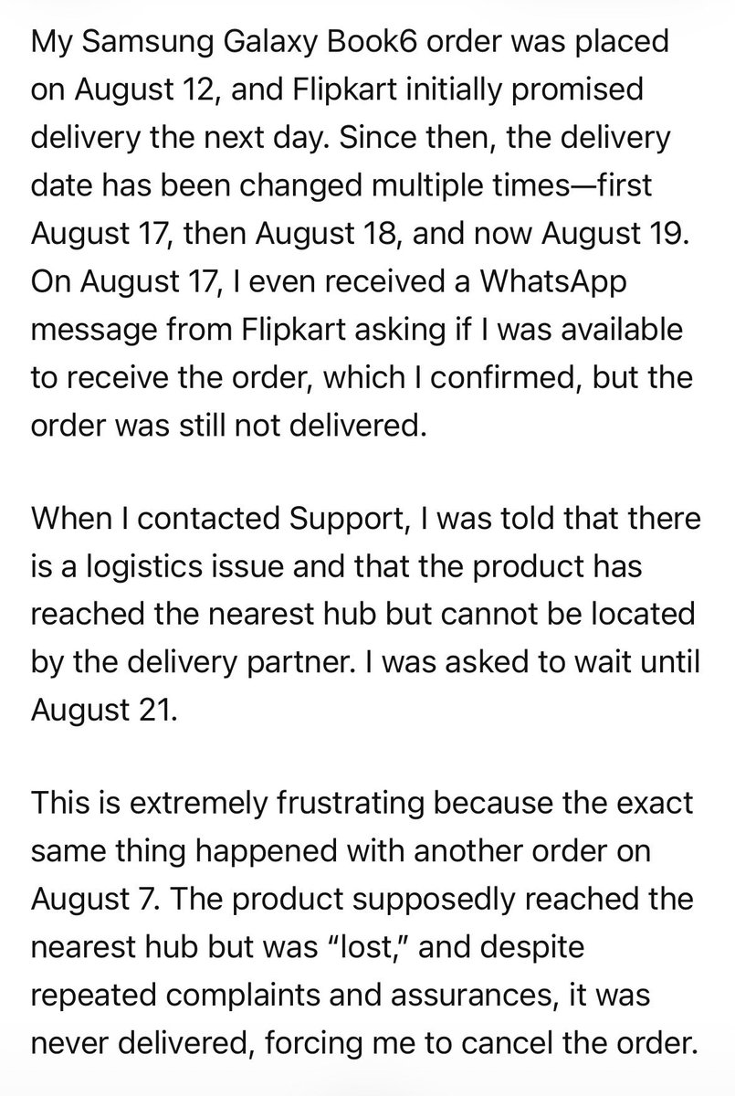 Prvnkr18's tweet photo. How many times am I expected to face the same issue? Does Flipkart have no value for customers’ time and money? This is completely unacceptable. https://t.co/9AT1QYHdNf