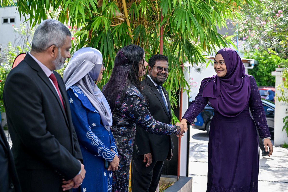 presidencymv's tweet photo. First Lady @sajidhaamohamed attends the inauguration of the Theveli International Conference 2026, running from 17–19 August.

Organised by @MNUedu under the theme "Transformative Innovation in the 21st Century: Science, Technology, and Society," it brings together scholars and students from around the world to share their knowledge and exchange ideas.