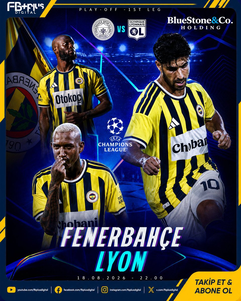 FBPlusDigital's tweet photo. 🏆 #UCL Play-off 1. Maç
🆚 Olympique Lyon
🗓️ 18 Ağustos Salı
🕙 22.00
📍 Chobani Stadı
📺 TRT-1
📲 #UCL #FBvOL #FBPlusDigital https://t.co/XvlhDlyyoQ
