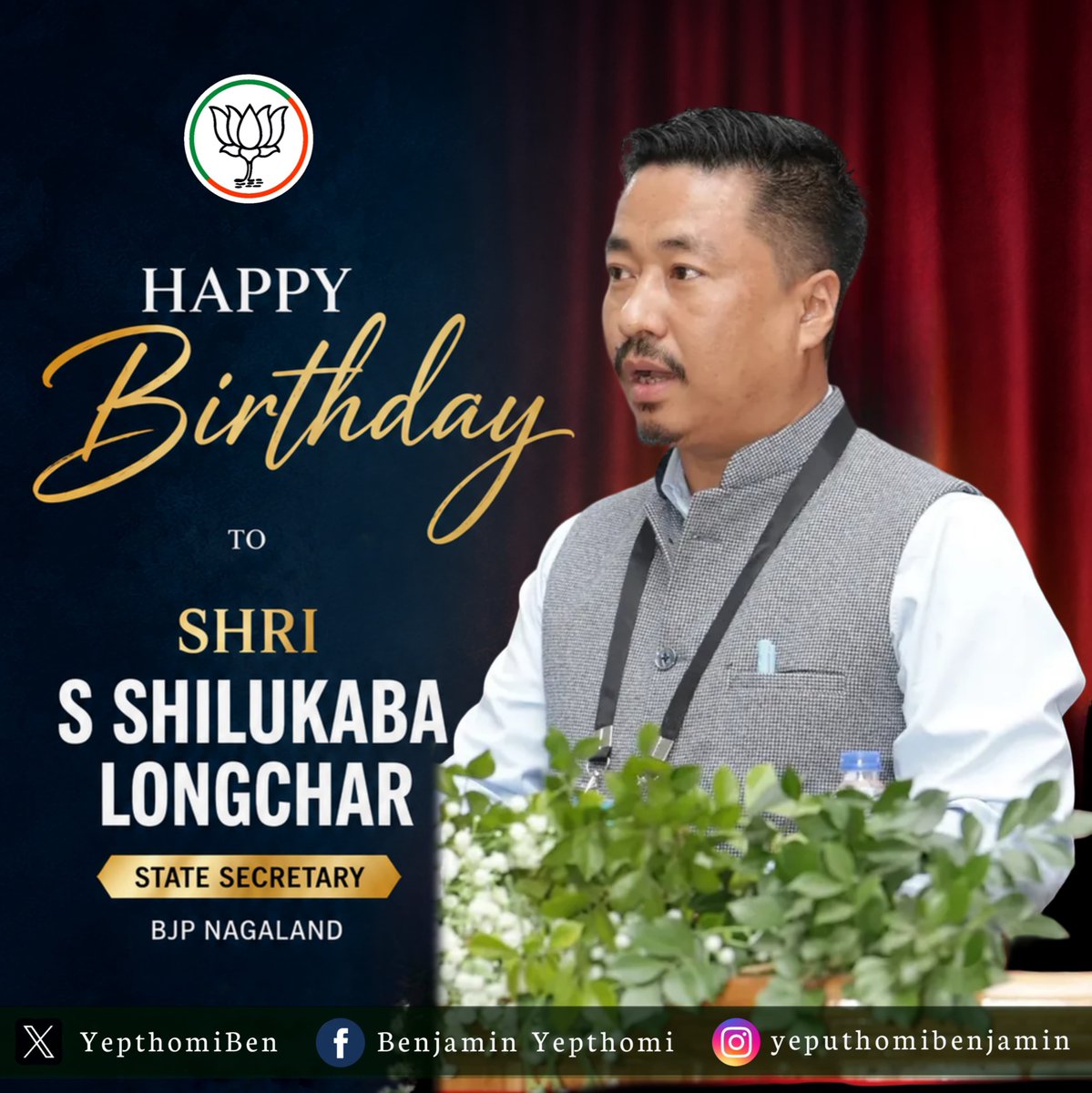 YepthomiBen's tweet photo. Warm birthday greetings to Shri @Shiluslongs , State Secretary @BJP4Nagaland . 🎂🎉

May the Almighty bless you with good health, happiness, wisdom and continued success in your service to the organisation and the people of Nagaland.

Wishing you a wonderful year ahead filled with greater achievements and countless blessings.

Happy Birthday, Shilu ji! 🇮🇳