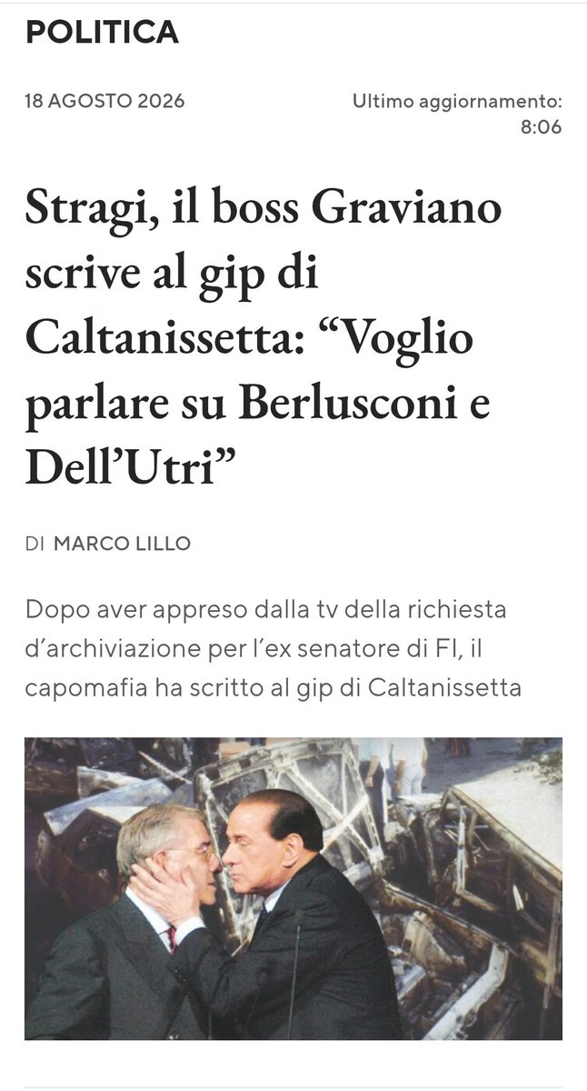 liottagio's tweet photo. Muti muti che Graviano si è accorto che il suo socio lo ha fottuto. Ha incontrato Folagra come Fantozzi.

uomo di cosa nostra centrale su via D'Amelio: Graviano

uomo di cosa nostra centrale su stragi 93 Milano Firenze e Roma: Graviano

Passaggio dalla Prima alla Seconda Repubbl. https://t.co/DzZCbBdbZ6