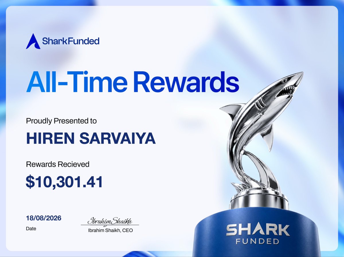 HirenFX's tweet photo. Founder of din Ka kharcha 🧿

The first person in the world to cross 5 figures through daily payouts.

Trust the process 🧿
@SharkFundedfirm @ibrahimshkh10 https://t.co/WO6y1Hxnhm