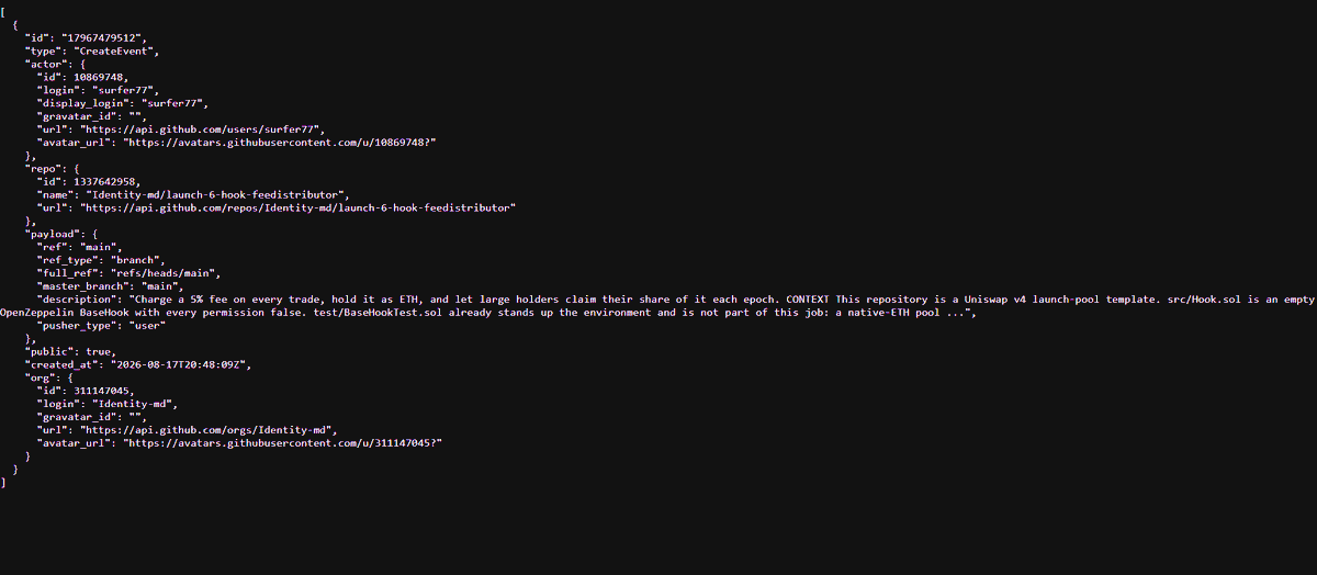 LastToSign's tweet photo. Identity.md NFTs used to look like dev licenses. Now they appear to be turning into participation passes and digital identities for members of an autonomous company built around $IMD.

Since my previous breakdown, Adam has significantly changed the direction of the project.

Initially, it looked like a launcher with a Uniswap v4 hook. Now @surfcoderepeat says he is building a larger agentic P2P protocol, with hooks becoming only one of its first features.

The most interesting finding is inside the launch-6-hook-feedistributor repo.

Its main branch was created by Adam’s account, although the repo formally belongs to the Identity-md organization. The task described in the repo is to collect a 5% fee from every trade, hold it in $ETH and periodically distribute it among major $IMD holders.

The official https://t.co/F4sBTadeCh site is now live. Right now, it is just a basic placeholder with no app.

The real clues were found on GitHub.

Adam’s surfer77 account created code inside the Identity-md organization. One of the repos is explicitly described as a test of the IdentityMD participant network.

Based on comments in the code, the network appears to work like this: an automated participant receives a small task and access only to the required files, writes the code, and a separate system checks the result again inside an isolated environment with no internet access

This begins to explain the site’s description of a “decentralized meme company with no employees.”

It could be a company where AI agents perform most of the work, while the network verifies their output and gradually transfers control to the community.

Adam also prepared a token launch template using Uniswap v4. The test model creates exactly 1B tokens with no ability to mint more.

The entire supply is immediately placed into one-sided liq against $ETH.

No $ETH is required to open the pool. Buyers gradually bring it in, the price rises as they buy, and $ETH accumulates inside the pool.

A direct link between $IMD and the NFTs has also appeared. Identity.md NFTs are now officially described as “Participation Pass & Identity.”

The most logical setup is:

> NFT = access and identity
> $IMD = the project’s money and economy

The identity.md NFT contract is limited to only 2,000 NFTs, and the free mint was restricted to one NFT per wallet.

The site describes it as a Participation Pass & Identity. The verified code allows each NFT to be linked to an IPFS profile and permanently locked if desired.

The NFT could potentially serve as:

> a pass into the Identity.md network
> a persistent profile for a participant or AI agent
> proof of participation in the early community
> a key to tasks, voting, reputation and rewards
> a way to distinguish real participants from regular $IMD buyers

The NFT contract also includes fields for an epoch, Uniswap v4 hook and pool.
This shows that Adam was already thinking about connecting the NFTs to a future trading or reward system.