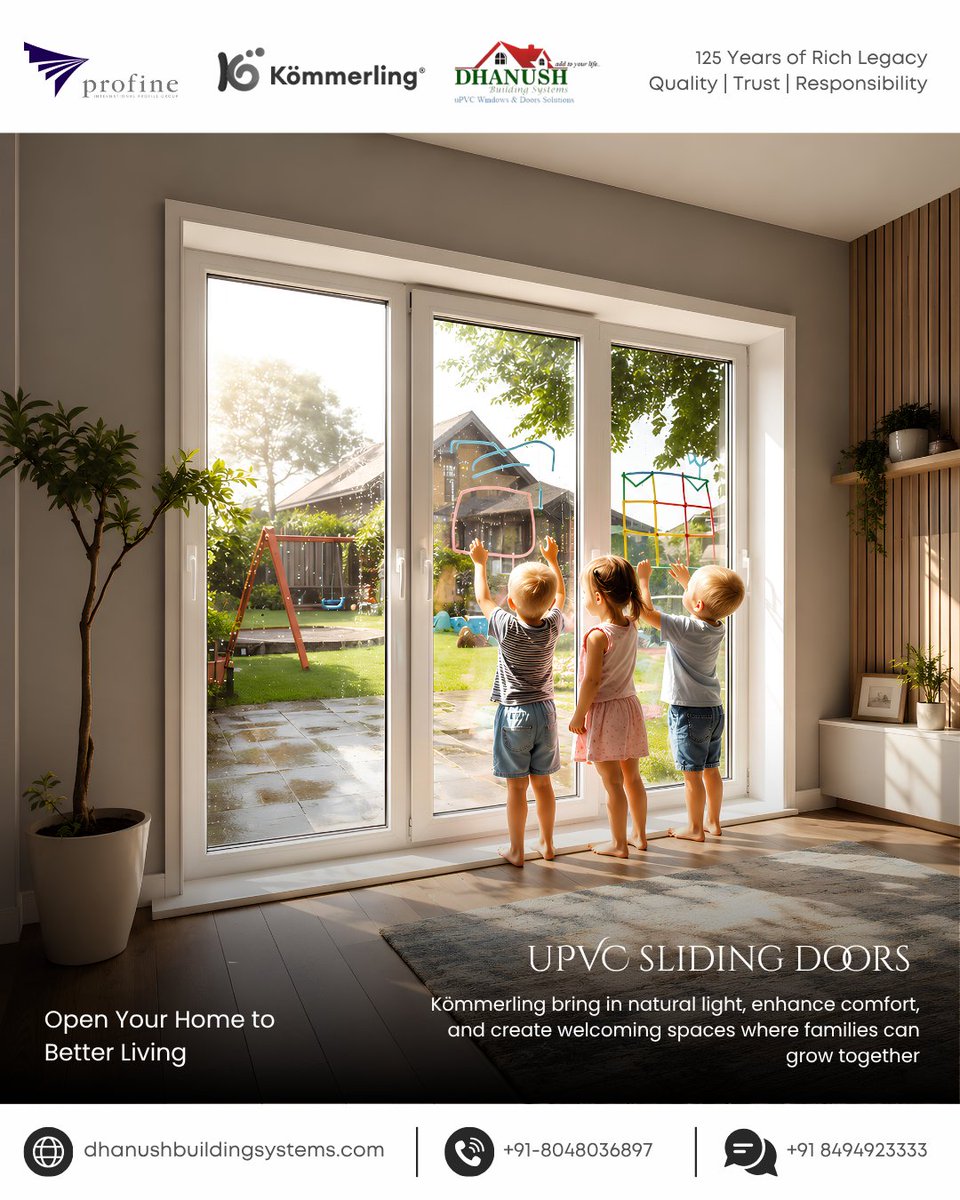 dhanushbuilding's tweet photo. Kömmerling uPVC Sliding Doors for Modern Family Homes!

Kömmerling uPVC sliding doors are designed to bring safety, comfort, and style together in one elegant solution. 

#Kömmerling #uPVCSlidingDoors #DhanushBuildingSystems #AuthorizedPartner #ModernHomes #EnergyEfficientDoors https://t.co/6xhPGCqhSq