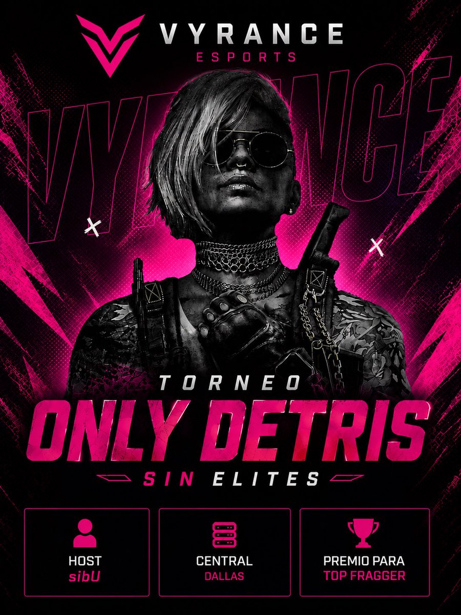 yoDisclaising's tweet photo. TORNEO VYRANCE — ONLY DETRIS

📅 HOY MARTES

🕗 8:00 PM HORA MÉXICO | 10:00 PM HORA EST

💰 $10 DE INSCRIPCIÓN POR EQUIPO

👥 MÍNIMO 16 EQUIPOS

🎯 130 MP

👤 ADMIN: @sibU__x 

🎙️ CAST OFICIAL: https://t.co/3xjCfH6Dib https://t.co/GkgA9NdVws