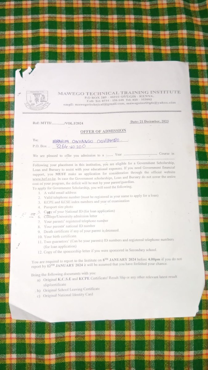 DavidOluiz2's tweet photo. @HELBpage I raised this issue some time back but wasnt helped, 
Tourism fund was allocated to Kisumu national polytechnic, wanted it to be reversed or transfered to Mawego National polytechnic, mistake made. which i realized when money was disbursed, ID 40445582 https://t.co/Fig9uJ7CTq
