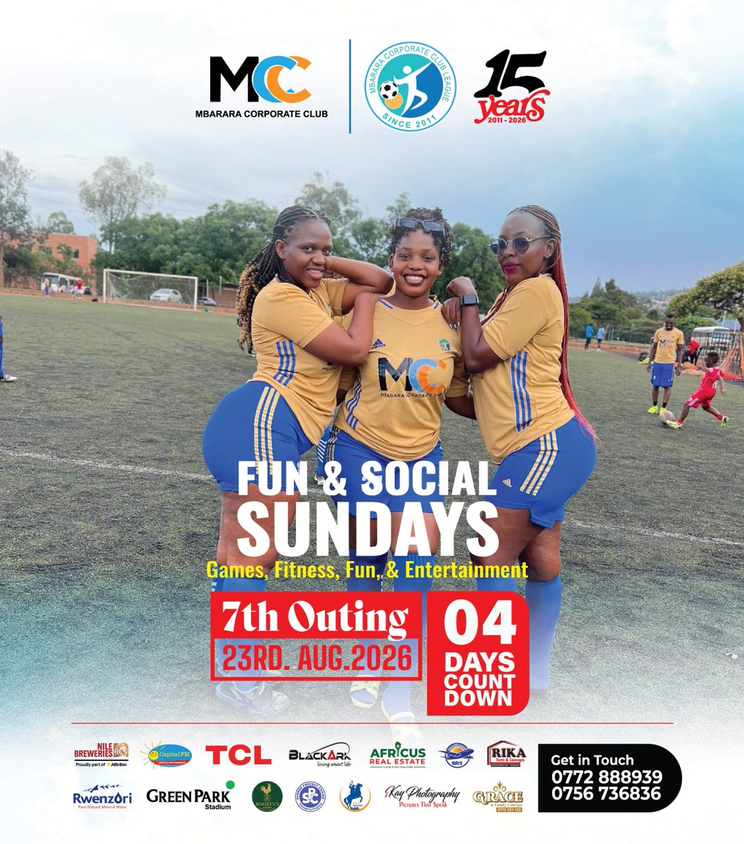 MbararaCorpClub's tweet photo. Fitness, Marketing, Networking, Games, Fun &amp; Entertainment.

Only 4 Days To GO!!

#7thOuting 
#NBLMCCLeagueSeason26 https://t.co/Y9xShVzPRD