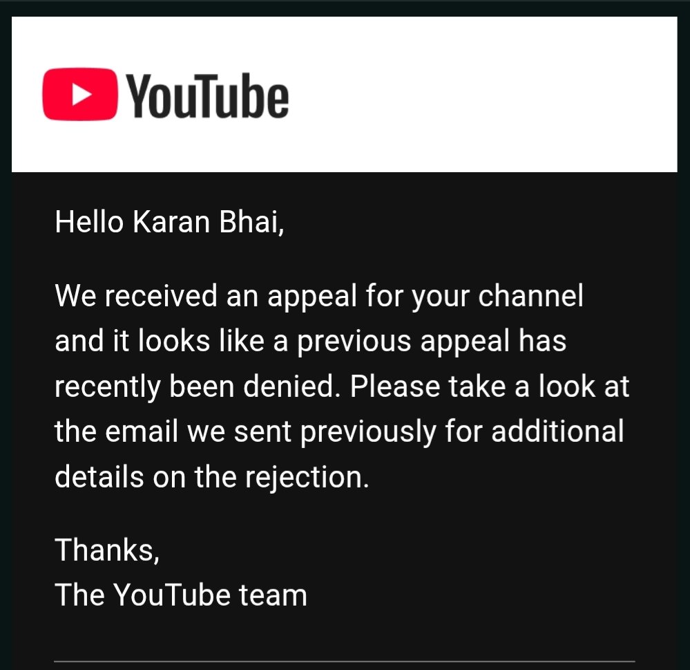 facts_ayush's tweet photo. @TeamYouTube My YouTube channel was terminated, and my appeal was rejected. I believe this may have been a mistake. I’m requesting a manual review of my channel and termination decision. Please help me recover my channel. Channel: https://t.co/JInYeP1LpX⁠� https://t.co/JBcUPg7xQZ