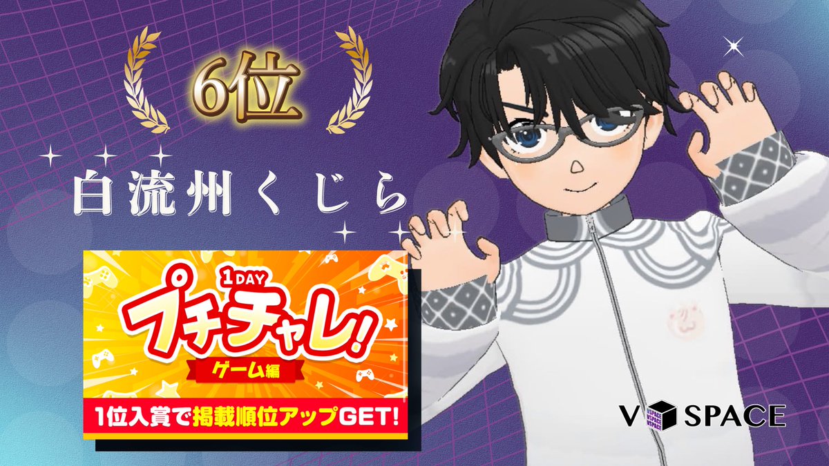 _V_Space's tweet photo. ˗ˏˋ 🌟入賞実績🌟 ˊˎ˗

#実績 を一部ご紹介します！！
.˚⊹⁺‧┈┈┈┈┈┈┈┈┈┈‧⁺ ⊹˚.

プチチャレ-ゲーム編- 8/10
グループC　6位入賞

白流州くじらさん(@shirokujira0510)

.˚⊹⁺‧┈┈┈┈┈┈┈┈┈┈‧⁺ ⊹˚.

応援ありがとうございました✨
これからもV-Space所属ライバーをよろしくお願いします☺️🌟

#Mirrativ #事務所