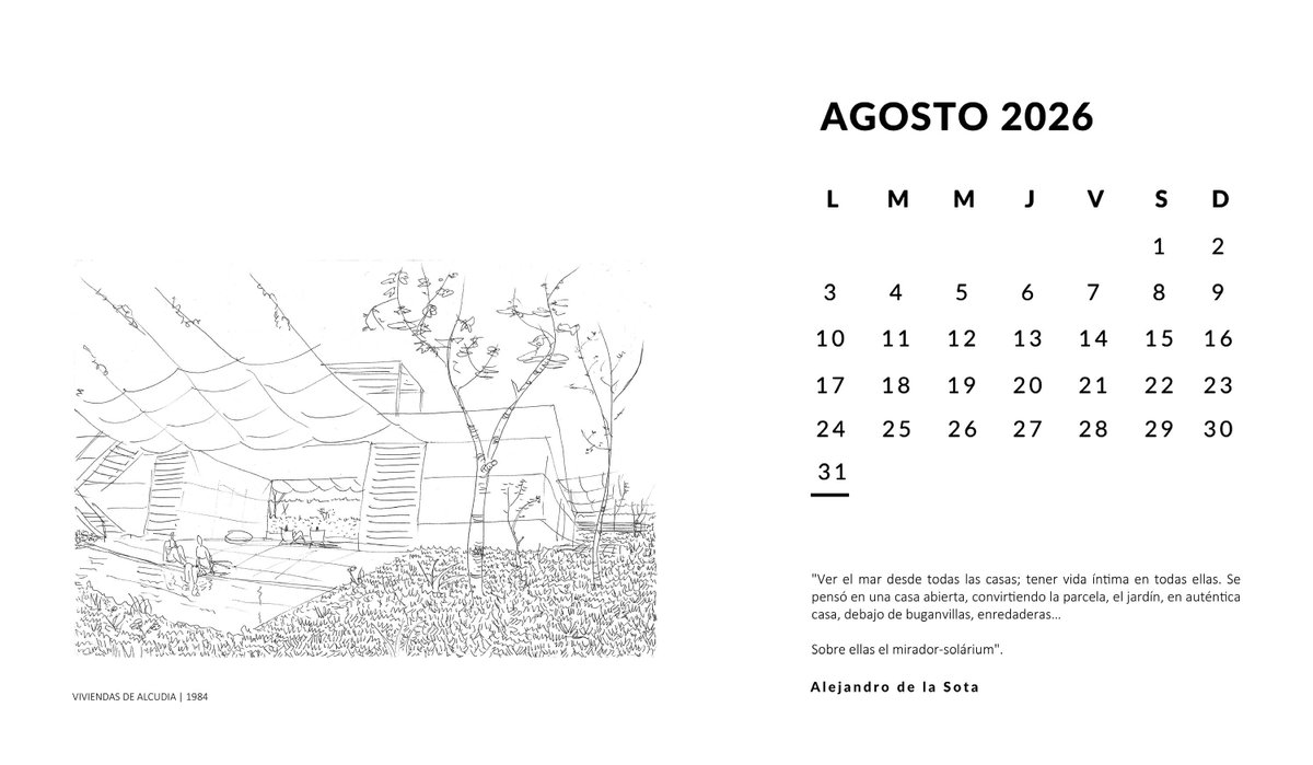FundacionASota's tweet photo. Desde la Fundación Alejandro de la Sota esperamos que estéis pasando un buen verano y disfrutando de estos días de descanso, viajes y, sobre todo, de tiempo para mirar con calma. https://t.co/oXwmfuNjKO