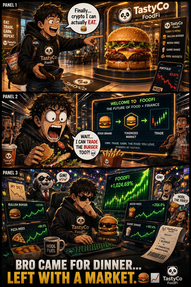 Daniofweb3's tweet photo. @tastyco_io
Came for a burger. 🍔
Accidentally discovered FoodFi. 📈🔥

BRO CAME FOR DINNER… LEFT WITH A MARKET. 😂🚀

TastyCo just made food and finance taste bullish. https://t.co/bL9MMpR1tN