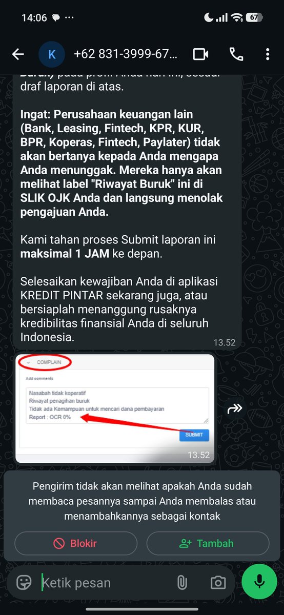 phienss's tweet photo. Guys mau nanya ini template gak ya? 😭 krpin udah mulai doxxing di wa sama sms #wargadebtfree #pejuangdebtfree https://t.co/wLmdPKe2Ll