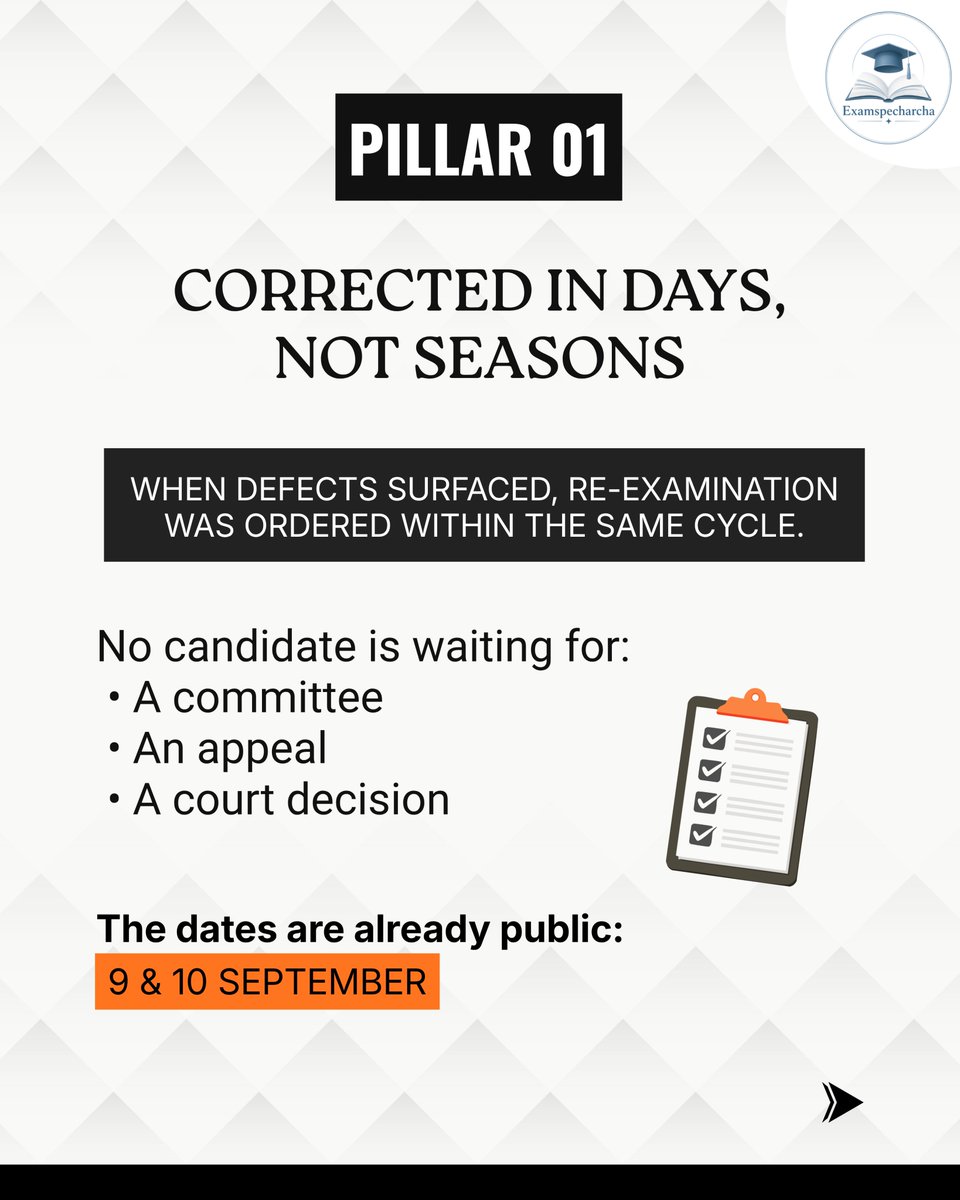 examspecharcha's tweet photo. The UGC-NET re-examination is not just about conducting another exam - it is about owning the error, protecting candidates, and fixing what went wrong.

Swipe through the three pillars that matter.
Clear facts. No confusion.

#UGCNET #UGCNET2026 #ReNet #NTA #ExamUpdate https://t.co/LBc38jqf4j