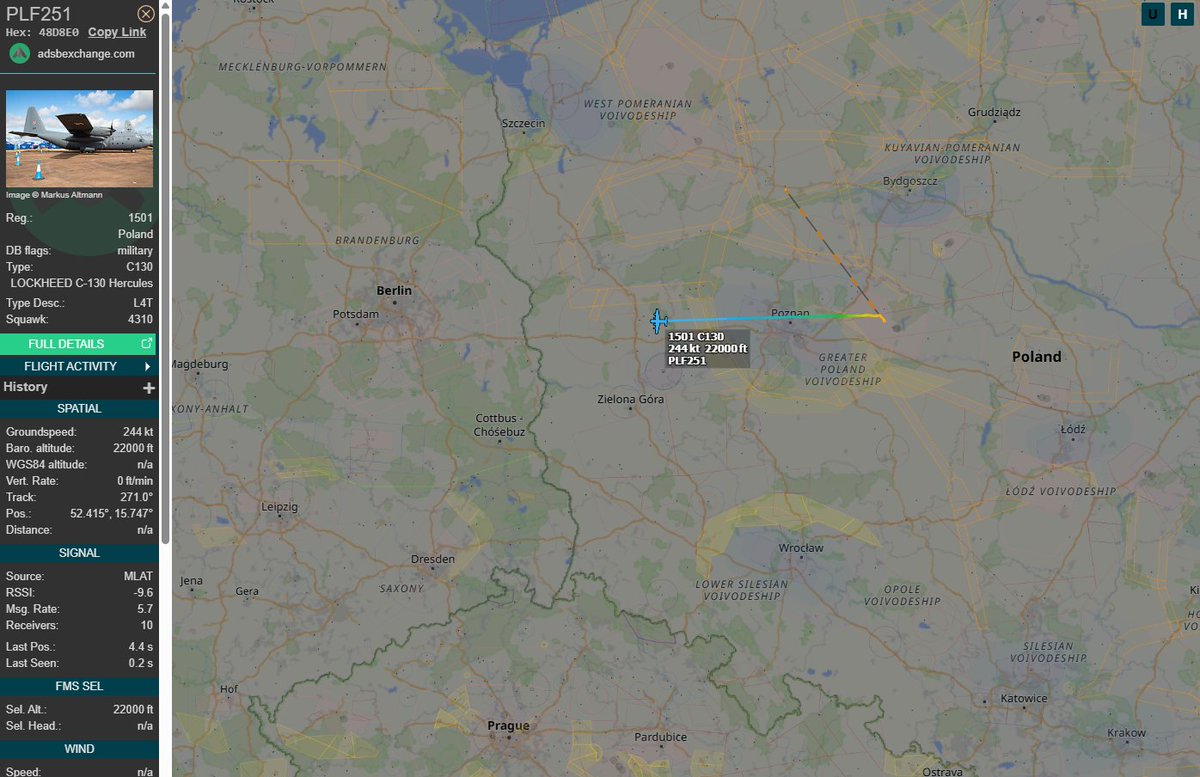 PolishMilRadar's tweet photo. 📅 18.08 🕘 09:32LT - 🇵🇱✈️ C-130E Hercules leci do Portugalii 🇵🇹

🇵🇱 Siły Powietrzne RP
✈️ #PLF251 Lockheed Martin C-130E Hercules | Reg: "1501"
🛫 33. Baza Lotnictwa Transportowego w Powidzu #EPPW 🇵🇱
🛬 Baza Lotnicza Alverca #LPAR | Portugalia 🇵🇹
🔗 https://t.co/qXNmlNHR5r

#POLMILRADAR