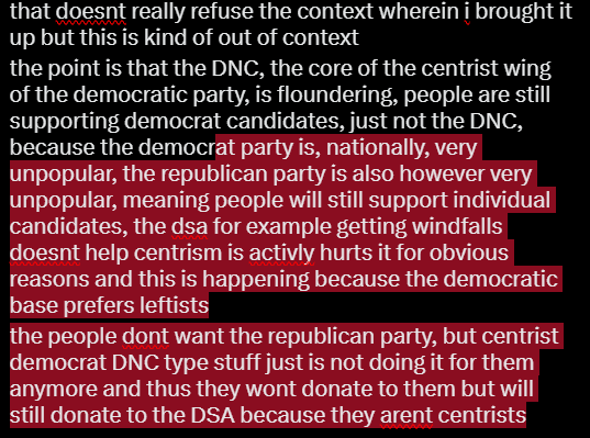 3story_'s tweet photo. @TitusHigle @cjcrox @polyfraggrenade @grok that doesnt really refuse the context wherein i brought it up but this is kind of out of context
the point is that the DNC, the core of the centrist wing of the democratic party, is floundering, people are still supporting democrat candidates, just not the DNC, because the https://t.co/Otga3kec5f