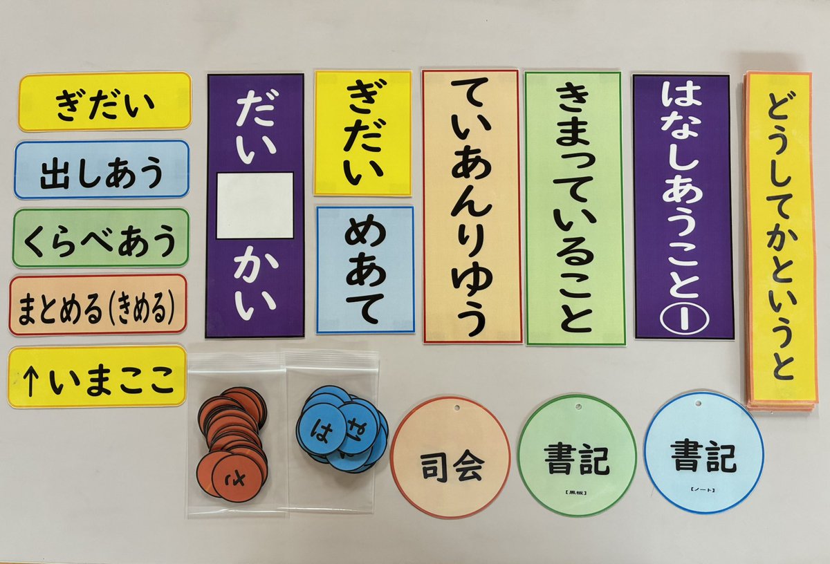iskwtck0331's tweet photo. #先生のプチメモ
その22…学級会セットその1
発信が完全に滞っていたハッシュタグですが、週に数回を目処に、少しずつ再開していきたいと思います。学級会に必要な文言をラミネート加工し、活用します。回を重ねると、一年生でも自分達で学級会を進めることができるようになります。 https://t.co/Y1taHZtTbS