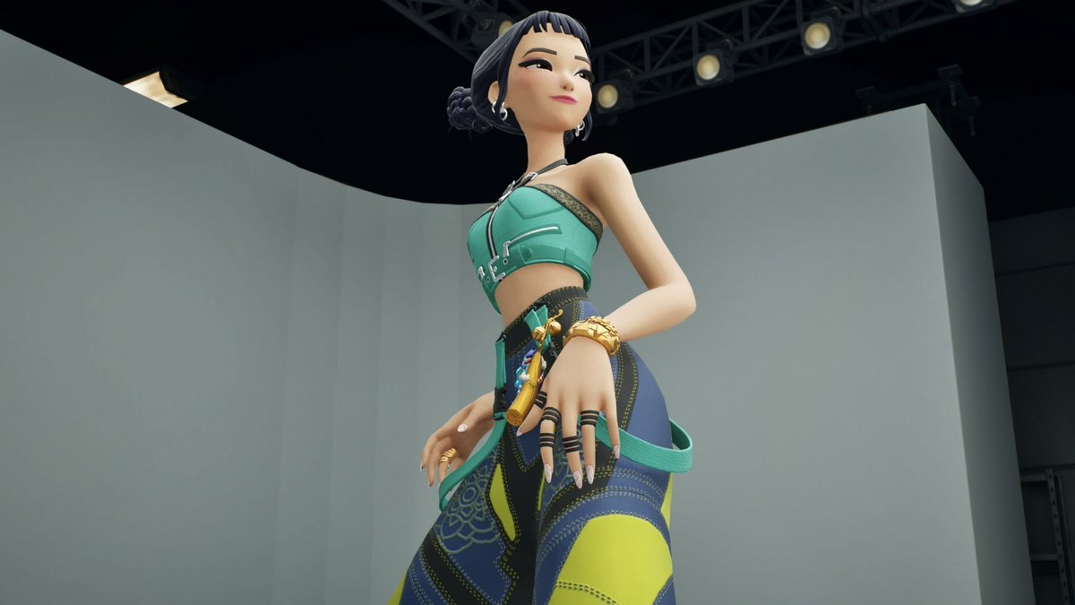 Bluesonic93284's tweet photo. Rap Queen spreads her fashion skills to the stage! 💚💚💚

#kpopdemonhunters #zoeykpopdemonhunters #fortnite #fortnitephotography #sony #sonypicturesanimation #netflix https://t.co/kyxTtgcxFO