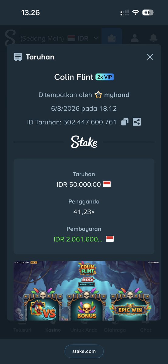 hend_rikkk's tweet photo. @Stake I forgot when and in what game I won my biggest win, because I've been playing stake for 6 years (fyi : I never got maxwin🤫). but this is my biggest win even though it's not that big, :)) Sometime give me maxwin 🗿 https://t.co/wgrg2pXa9g