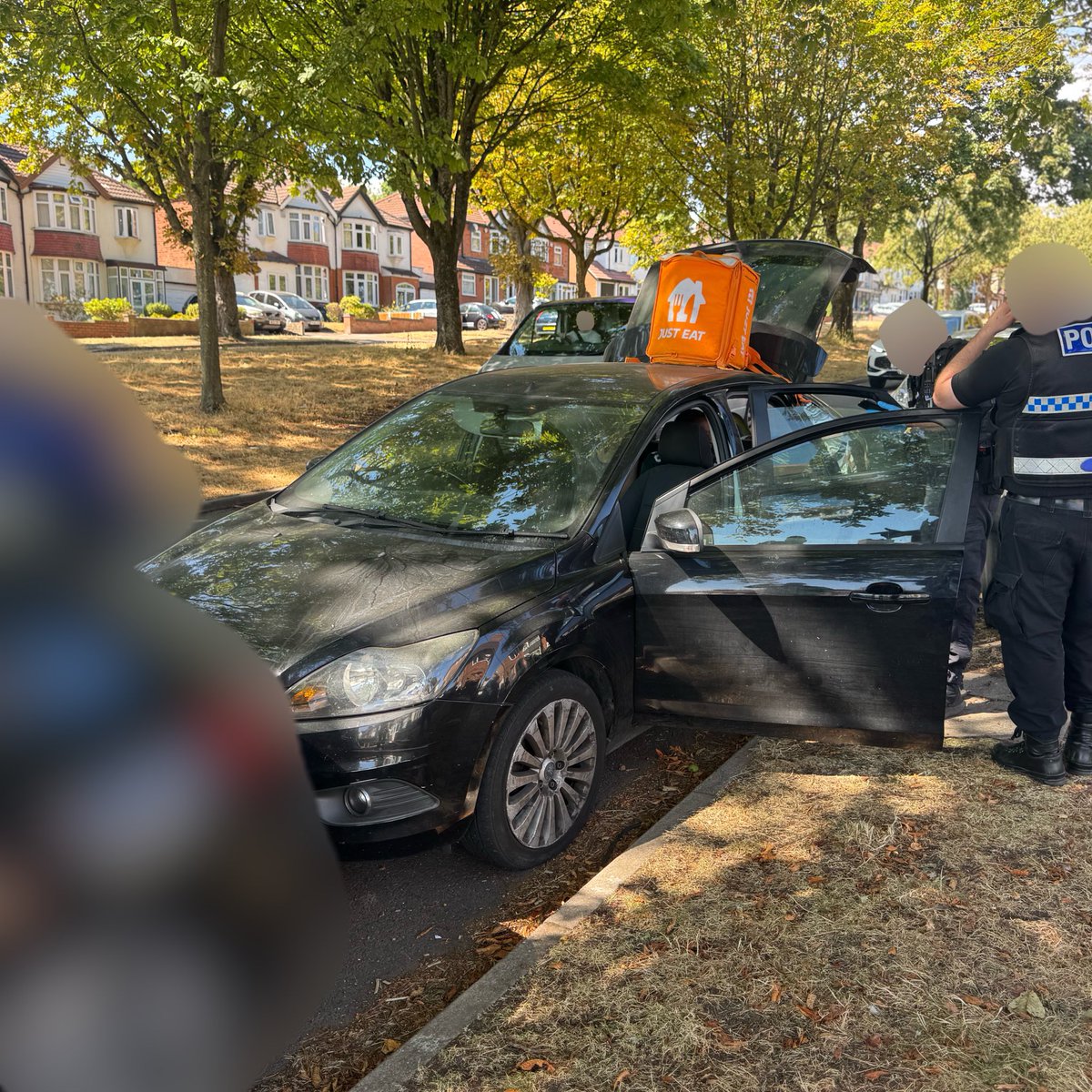 Trafficwmp's tweet photo. #RoadCrimeTeam officers saw this Ford Focus in Quinton just a short time after it had been stolen from a delivery driver. It was boxed in to prevent a pursuit and all four occupants were detained. https://t.co/bV7MB58AsA