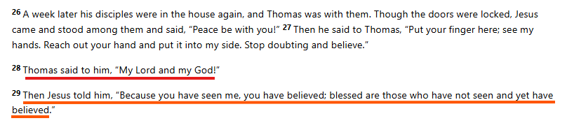 Bounty_H_'s tweet photo. @birdeavor @GodLogic_GL "Why do you call me good? No one is good except God alone."?

Testing their faith. He didn't say ''I'm not God''. He is asking them question about himself what they think about him. 

Muslims not only can't read but can't understand text.

This is when Thomas called Jesus God: https://t.co/pDIY43GCbK