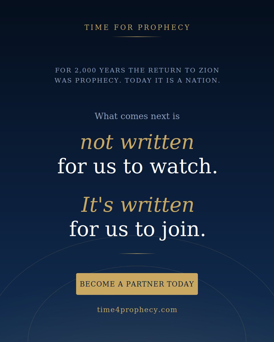 TimeforProphecy's tweet photo. For 2,000 years the return to Zion was prophecy. Today it is a language, a border, a nation rebuilt. What comes next isn't written for us to watch — it's written for us to join. Become a Partner.

https://t.co/JyOT55etb3

#Israel #Zehut #America #Prophecy https://t.co/i6SbZKD596