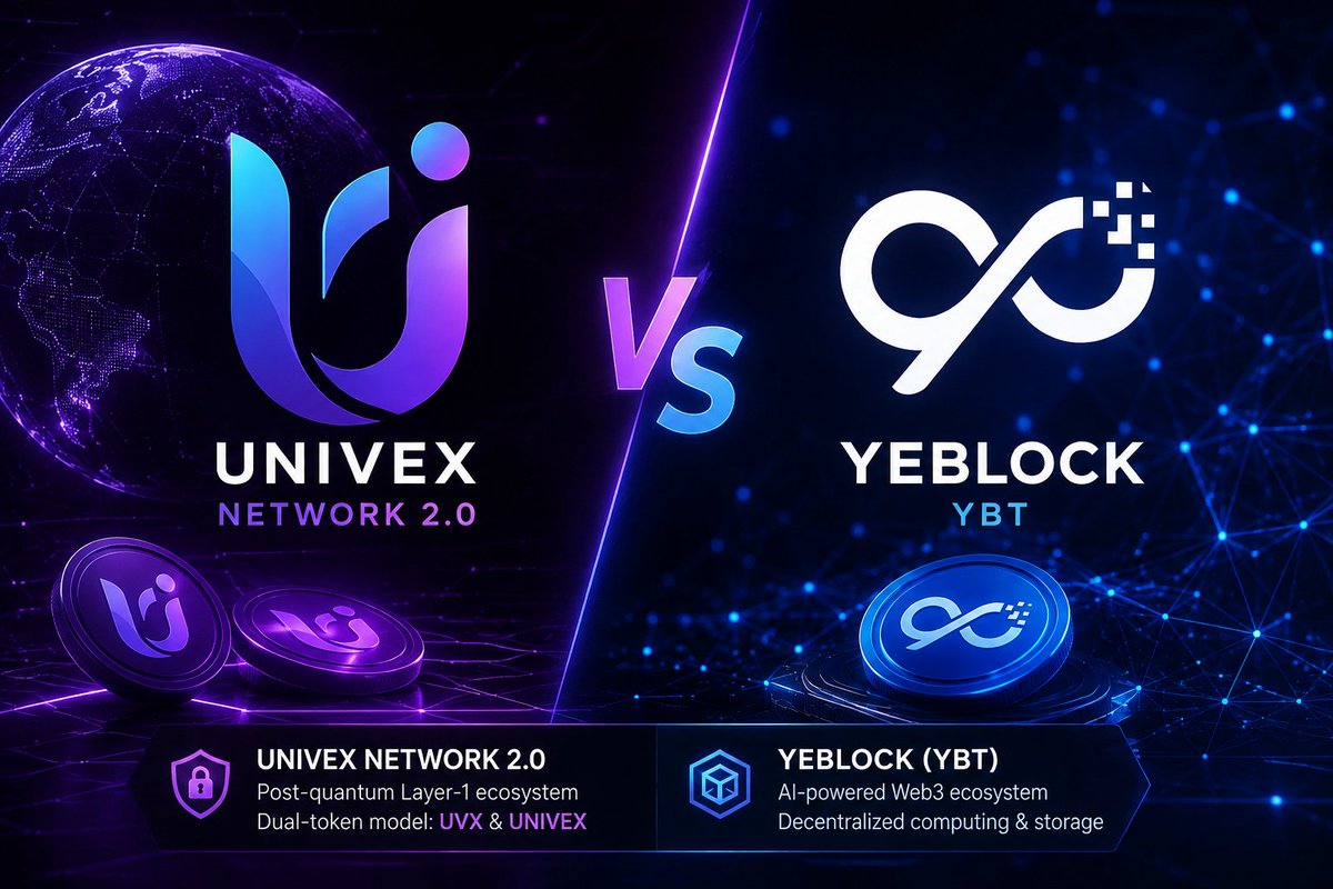 djmllssnHQ's tweet photo. 🚀 YEBlock vs UNIVEX NETWORK 2.0

Two Web3 projects, two different approaches to mining and token utility.

🟣 YEBlock — $YBT
AI-powered Web3 ecosystem focused on decentralized computing & storage.

💎 Total Supply: 121M #YBT

🔵 Univex Network 2.0
Post-quantum Layer-1 with a dual-token ecosystem.

🟢 UVX: 12B → Utility Token
🟣 UNIVEX: 1.5B → Governance Token
⛏️ 270M UNIVEX → Max allocated to V2 Telegram Mining

Different tokenomics. Different mining models. Different visions. 🌐🔥

👉 Explore both projects:

YEBlock: 👇
https://t.co/gzgEk7WejU

Univex 2.0: 👇
https://t.co/op794RSS4h

#Web3 #Crypto #Mining #YEBlock #YBT #Univex #UVX #UNIVEX