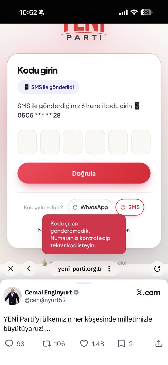 kingcabbar's tweet photo. @CumhurUzun48 Üye olunamıyor doğrulama kodu gelmiyor https://t.co/ZrUtp642kL