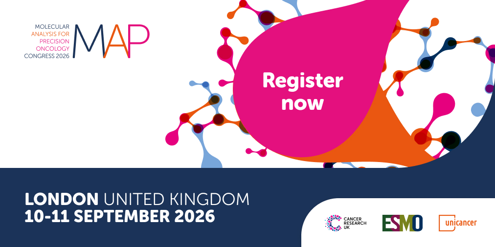 myESMO's tweet photo. ⏰ There are just 48 hours left to register for #MAP2026 at the late rate.
Join leading clinicians and scientists in London, 10-11 Sept, for focused discussions on the latest advances in #PrecisionOncology.

⏳ Late registration closes 19 Aug.
🔗 https://t.co/3uEdhobDue https://t.co/fXqVU61jSe