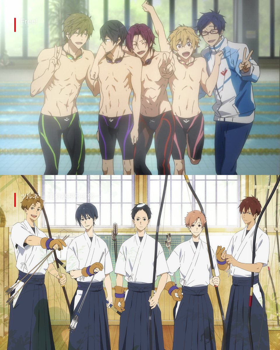 NetflixJP's tweet photo. 京都アニメーションが手がけた、男子たちの友情と青春を描く部活アニメ✨

◆水泳部🏊‍♂️『Free!』シリーズ
◆弓道部🎯『ツルネ』シリーズ

『二十世紀電氣目録-ユーレカ・エヴリカ-』配信記念！
京都アニメーション特集はこちら
https://t.co/THfbHePyGi

#TV_Free #ツルネ https://t.co/o8EVklyaLl