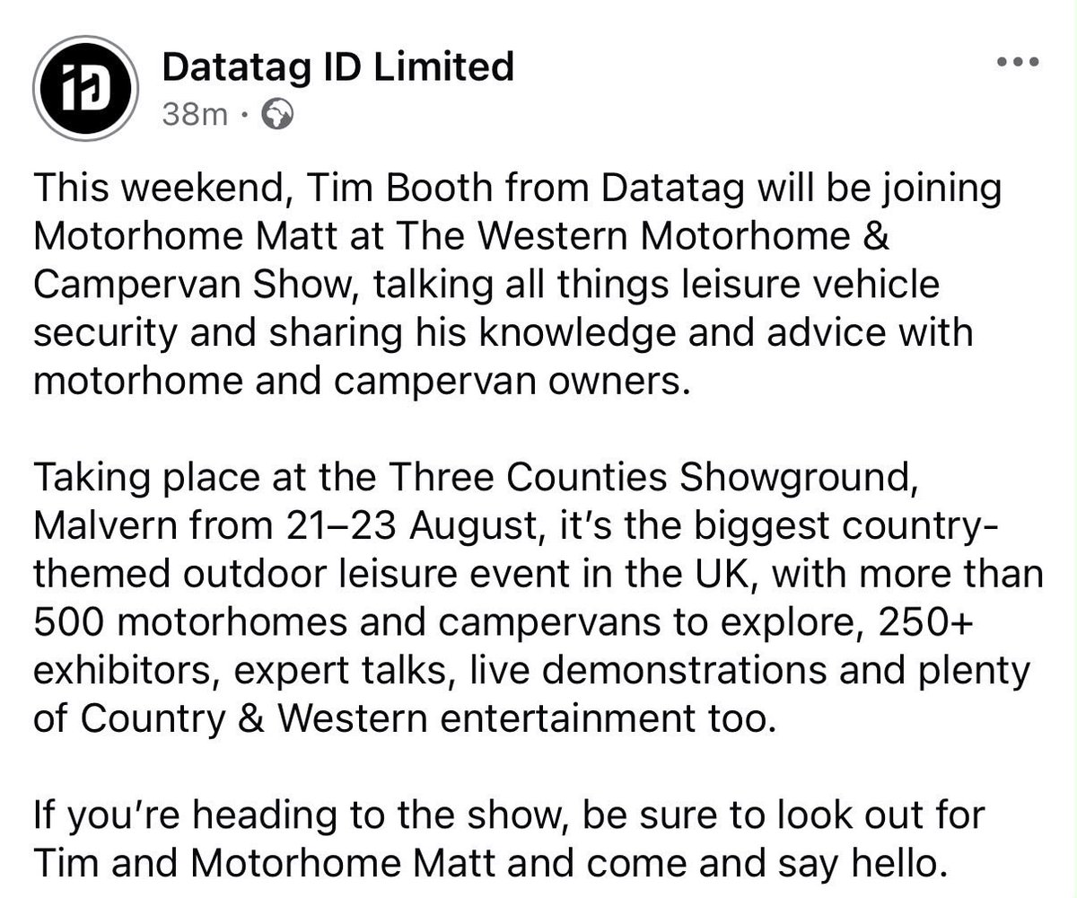 DatatagPLT's tweet photo. This weekend you can meet @motorhomematt and our very own PLT Caravan &amp; Motorhome guru @TimBooth404 
Should be a great weekend! https://t.co/R5f06uuLnF