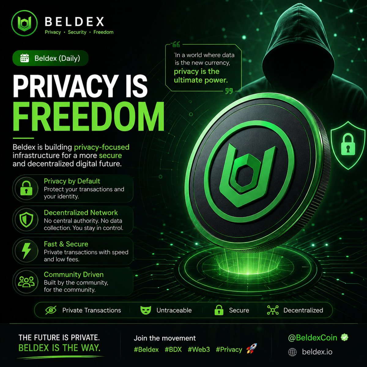 Andikad314's tweet photo. Beldex is building privacy-focused infrastructure for a more secure digital future

With privacy becoming increasingly important in Web3, projects like Beldex are working toward decentralized solutions where users have greater control over their data and transaction
@BeldexCoin https://t.co/Mm2gKsPMo3