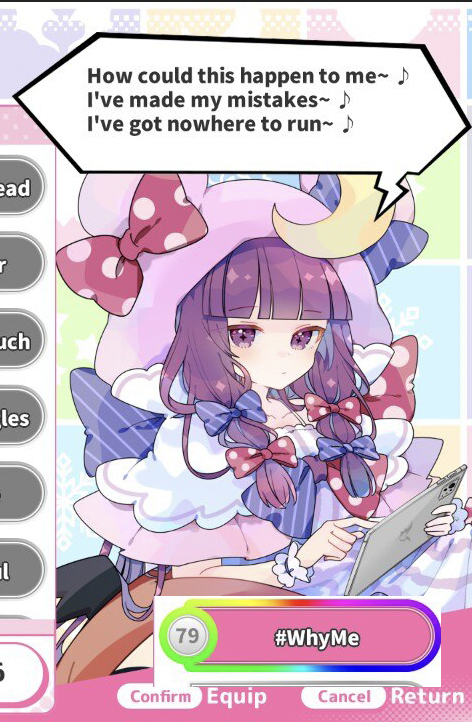 AsthmaticMage's tweet photo. In BeatMario Internet Survivor Survivors, Patchouli gives you dialogue for whatever hashtag you buy and they're amazing https://t.co/jDRKNjowAz