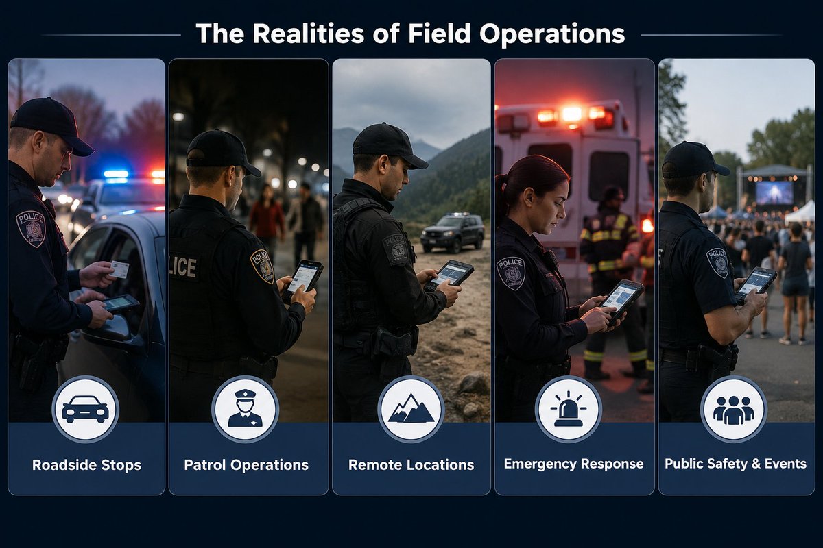 gen2wave's tweet photo. Mobile Identity Verification in the Field

From roadside stops to remote locations and emergency response, officers need identity verification wherever they work. Mobile solutions deliver the portability, durability, connectivity, and processing power required in the field. https://t.co/ibXMUpnuQW