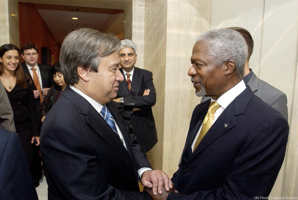 DemocracyU6's tweet photo. General Secretary Antonio Guterres—

Kofi Annan was my mentor and my friend.

Tuesday marks seven years since his passing.

He was a guiding force for good and his legacy as a global champion for peace remains an inspiration in my life and in my work. https://t.co/SaD5dQFcfp