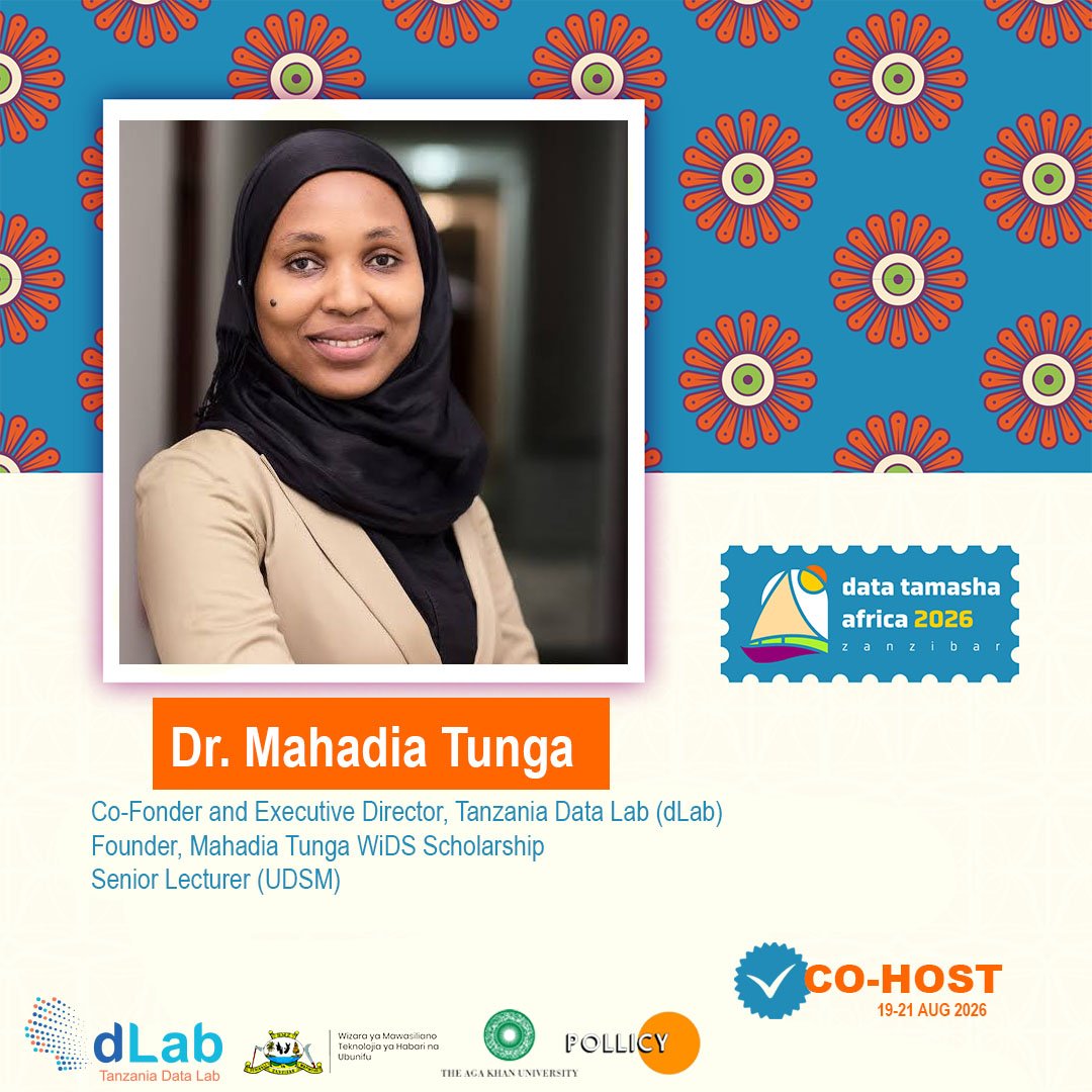 dLabTz's tweet photo. We are delighted to announce the participation of the Co-Founder and Executive Director of @dLabTz who is also the senior lecturer at @UdsmOfficial , @TungaMahadia at #datatamashaafrica2026 

We Build with Data 

Zanzibar awaits 

#JengaNaData #Data4Action #Data4Her #Data4Chabge https://t.co/nBGqmhFfHI