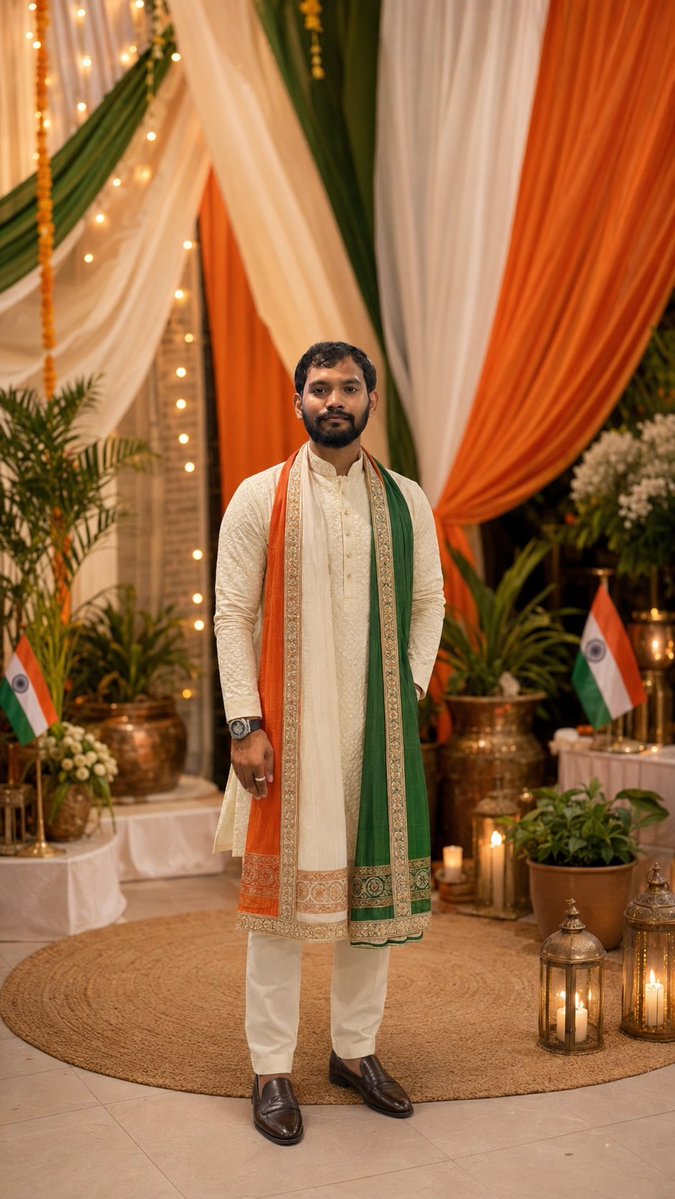 blurry__future's tweet photo. Tradition, pride &amp; a little bit of tricolour. 🇮🇳✨

Dressed in the colours that feel like home.
Celebrating the spirit of India with a touch of timeless elegance.

#IndependenceDay #IndianTradition #Tricolour #FestiveLook #IndianEthnicWear https://t.co/ze2g8AGslH